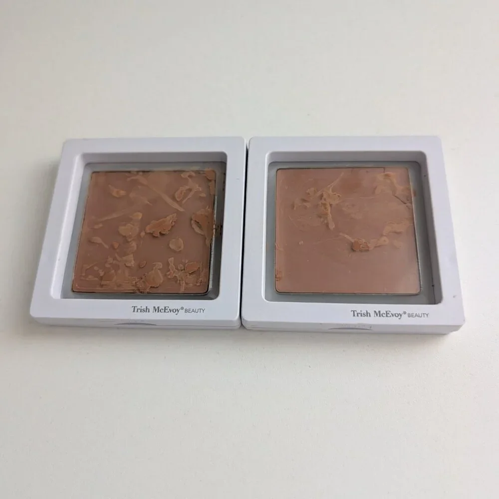 Trish McEvoy Bronzer Refill Medium Matte lot of 2 DAMAGED NICKS DENTS UNUSED